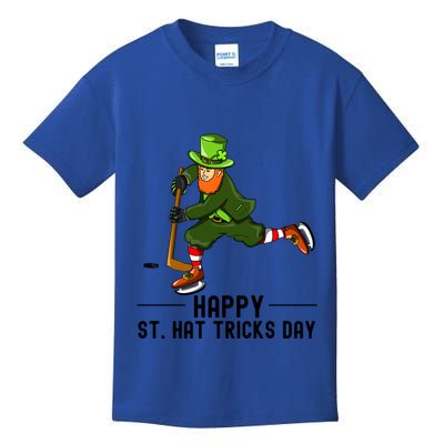 Happy St Hat Tricks Day Leprechaun Hockey Player Gift Kids T-Shirt