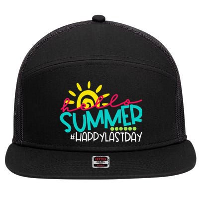 Hello Summer Happy Last Day Of School Teacher Student 7 Panel Mesh Trucker Snapback Hat