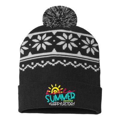 Hello Summer Happy Last Day Of School Teacher Student USA-Made Snowflake Beanie