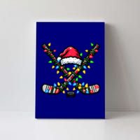 Hockey Santa Hat With Xmas Lights Funny Christmas Pajama Gift Canvas