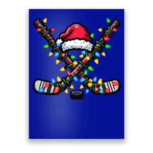 Hockey Santa Hat With Xmas Lights Funny Christmas Pajama Gift Poster