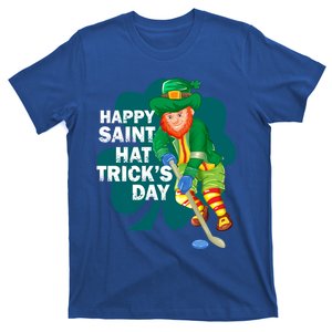 Happy St Hat Tricks Day Leprechaun Ice Hockey Coach Player Gift T-Shirt