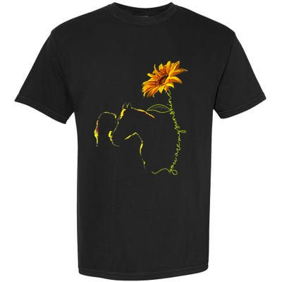 Horse Sunflower Horseback Riding Equestrian Horse Lover Garment-Dyed Heavyweight T-Shirt