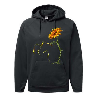 Horse Sunflower Horseback Riding Equestrian Horse Lover Performance Fleece Hoodie