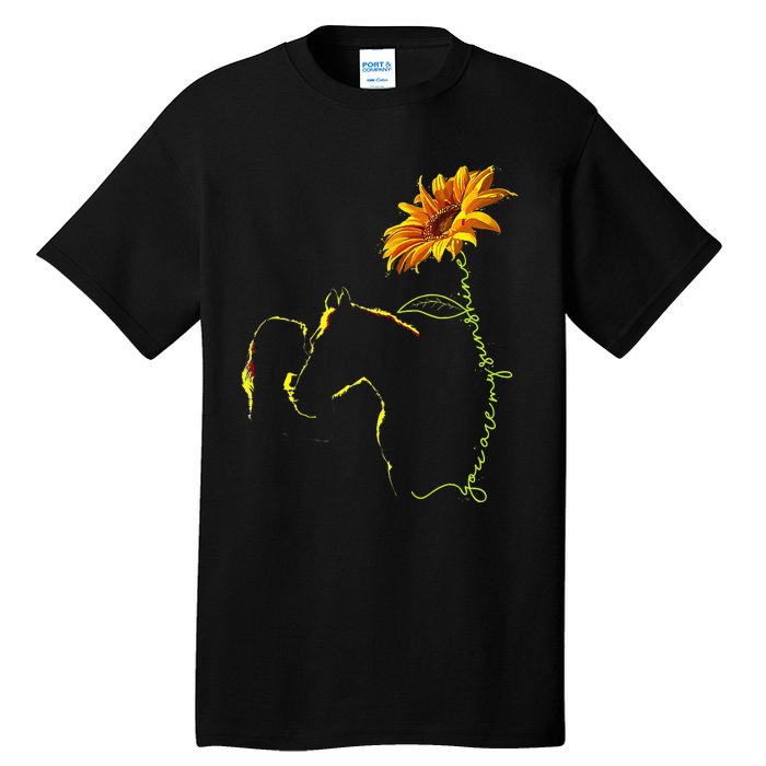 Horse Sunflower Horseback Riding Equestrian Horse Lover Tall T-Shirt