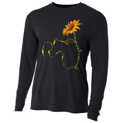 Horse Sunflower Horseback Riding Equestrian Horse Lover Cooling Performance Long Sleeve Crew