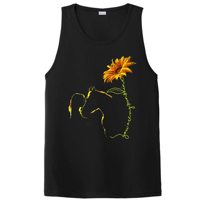 Horse Sunflower Horseback Riding Equestrian Horse Lover PosiCharge Competitor Tank