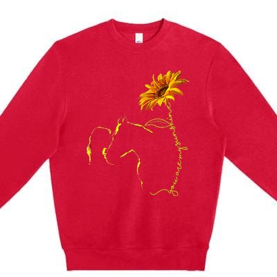 Horse Sunflower Horseback Riding Equestrian Horse Lover Premium Crewneck Sweatshirt