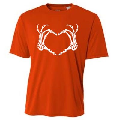 Halloween Skeleton Heart Hands Gift Cooling Performance Crew T-Shirt