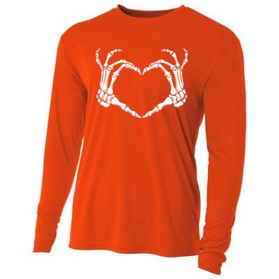 Halloween Skeleton Heart Hands Gift Cooling Performance Long Sleeve Crew