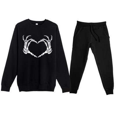 Halloween Skeleton Heart Hands Gift Premium Crewneck Sweatsuit Set