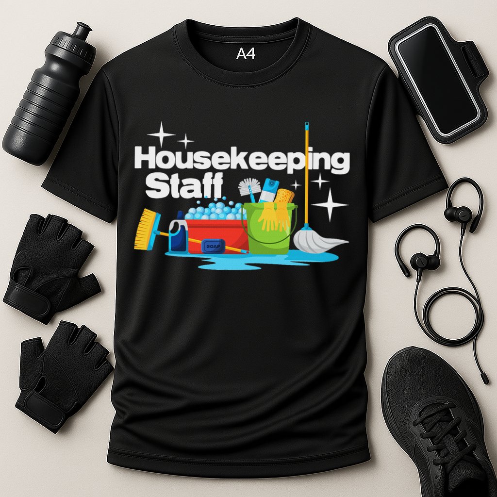 Housekeeping Staff Housekeeper Cleaner Janitorial Service Cooling Performance Crew T-Shirt