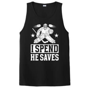 He Saves Hockey Goalkeeper Mom Of An Ice Hockey Goalie Mama Gift PosiCharge Competitor Tank