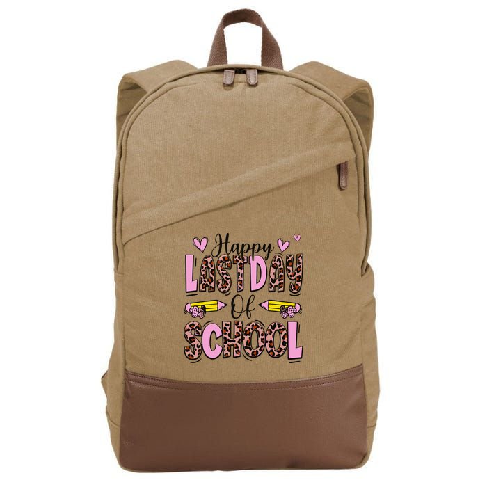 Hello Summer Happy Last Day Of School Leopard Cotton Canvas Backpack