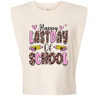 Hello Summer Happy Last Day Of School Leopard Garment-Dyed Women's Muscle Tee