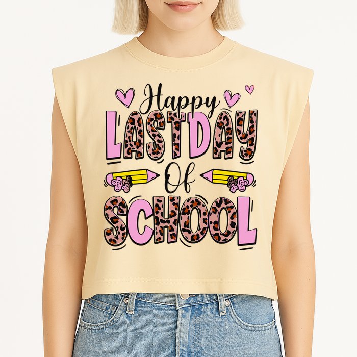 Hello Summer Happy Last Day Of School Leopard Garment-Dyed Women's Muscle Tee
