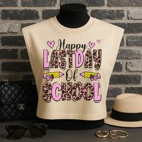 Hello Summer Happy Last Day Of School Leopard Garment-Dyed Women's Muscle Tee