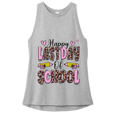 Hello Summer Happy Last Day Of School Leopard Ladies PosiCharge Tri-Blend Wicking Tank