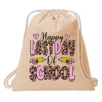 Hello Summer Happy Last Day Of School Leopard Drawstring Bag