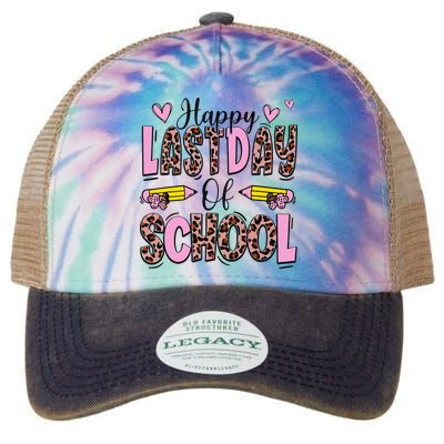 Hello Summer Happy Last Day Of School Leopard Legacy Tie Dye Trucker Hat