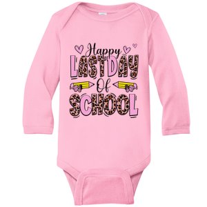 Hello Summer Happy Last Day Of School Leopard Baby Long Sleeve Bodysuit