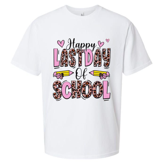 Hello Summer Happy Last Day Of School Leopard Sueded Cloud Jersey T-Shirt