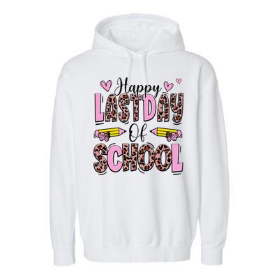 Hello Summer Happy Last Day Of School Leopard Garment-Dyed Fleece Hoodie