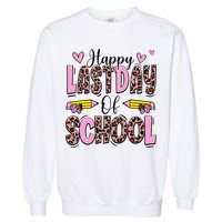Hello Summer Happy Last Day Of School Leopard Garment-Dyed Sweatshirt