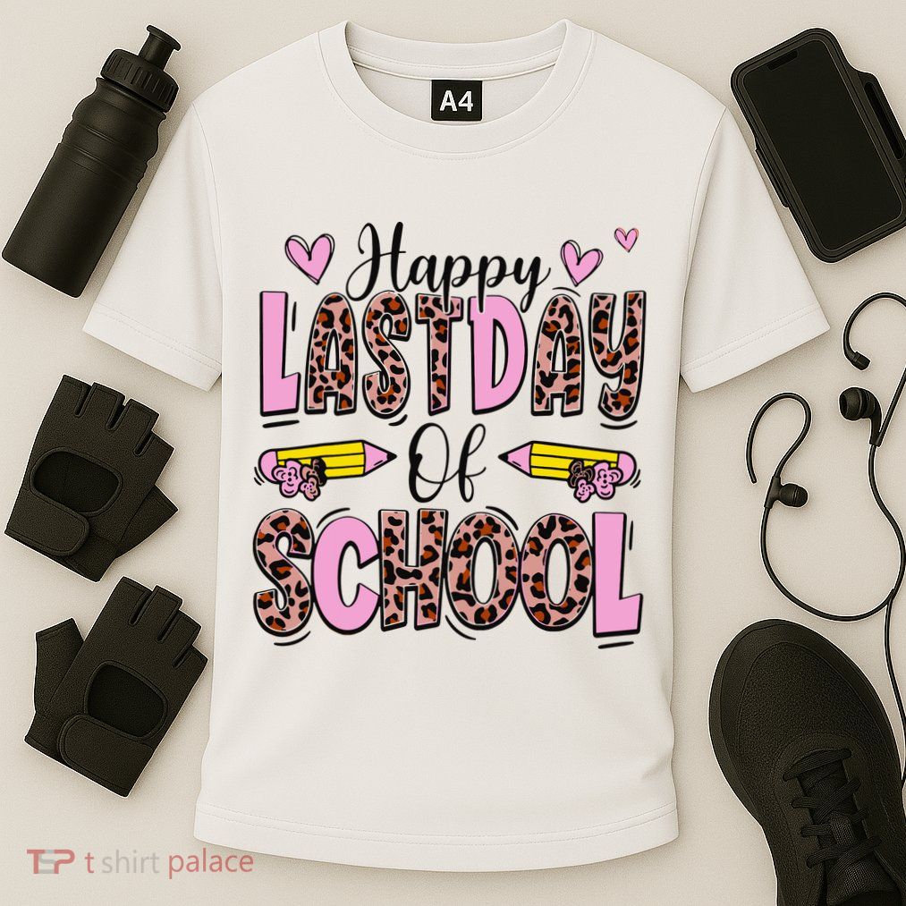 Hello Summer Happy Last Day Of School Leopard Performance Shirt