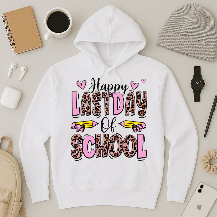 Hello Summer Happy Last Day Of School Leopard Hoodie