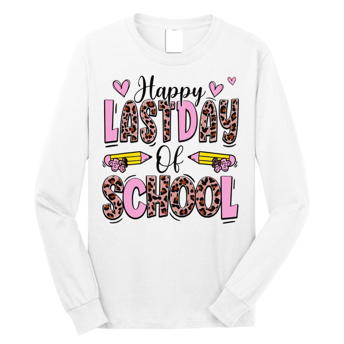 Hello Summer Happy Last Day Of School Leopard Long Sleeve Shirt