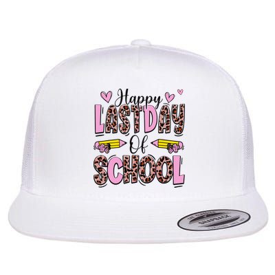 Hello Summer Happy Last Day Of School Leopard Flat Bill Trucker Hat