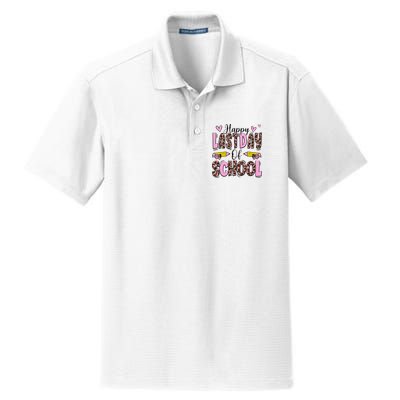 Hello Summer Happy Last Day Of School Leopard Dry Zone Grid Polo