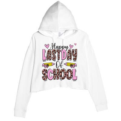 Hello Summer Happy Last Day Of School Leopard Crop Fleece Hoodie