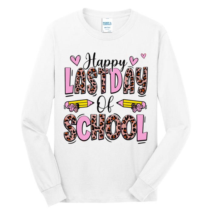 Hello Summer Happy Last Day Of School Leopard Tall Long Sleeve T-Shirt