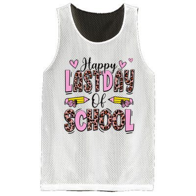 Hello Summer Happy Last Day Of School Leopard Mesh Reversible Basketball Jersey Tank