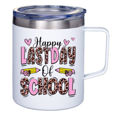 Hello Summer Happy Last Day Of School Leopard 12oz Stainless Steel Coffee Mug