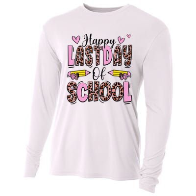 Hello Summer Happy Last Day Of School Leopard Cooling Performance Long Sleeve Crew