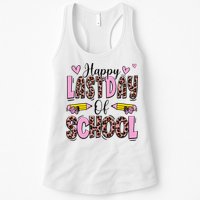Hello Summer Happy Last Day Of School Leopard Womens Tank Top