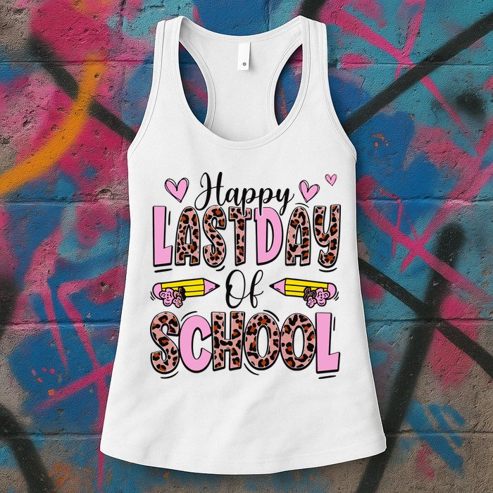 Hello Summer Happy Last Day Of School Leopard Womens Tank Top