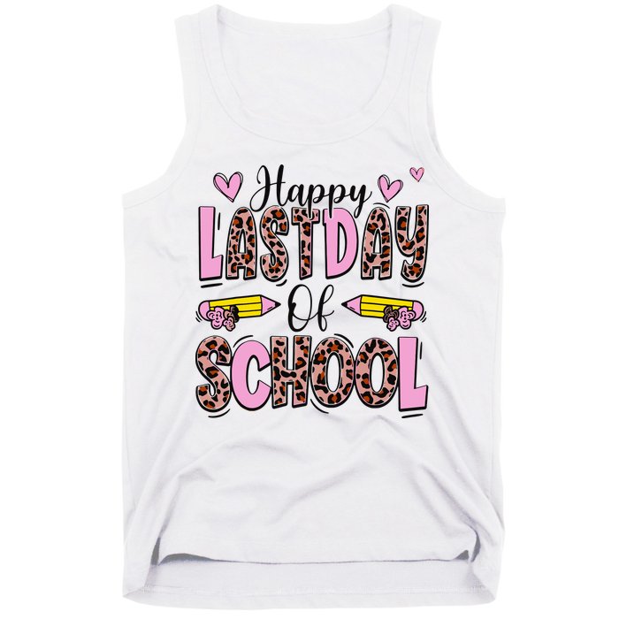 Hello Summer Happy Last Day Of School Leopard Tank Top