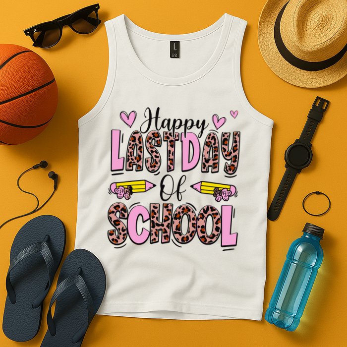 Hello Summer Happy Last Day Of School Leopard Tank Top
