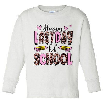 Hello Summer Happy Last Day Of School Leopard Toddler Long Sleeve Shirt