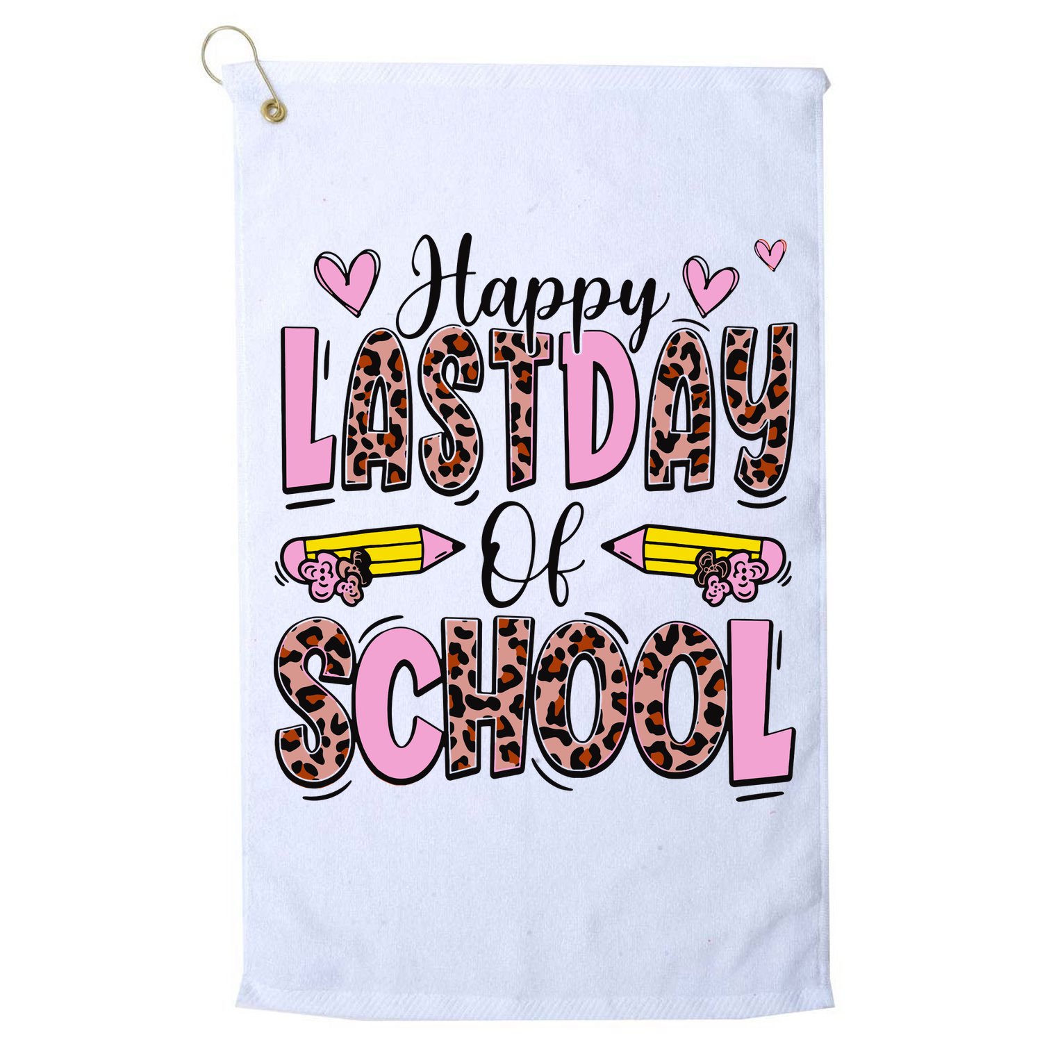 Hello Summer Happy Last Day Of School Leopard Golf Towel