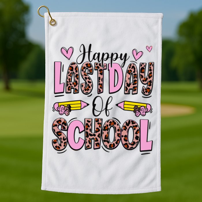 Hello Summer Happy Last Day Of School Leopard Golf Towel