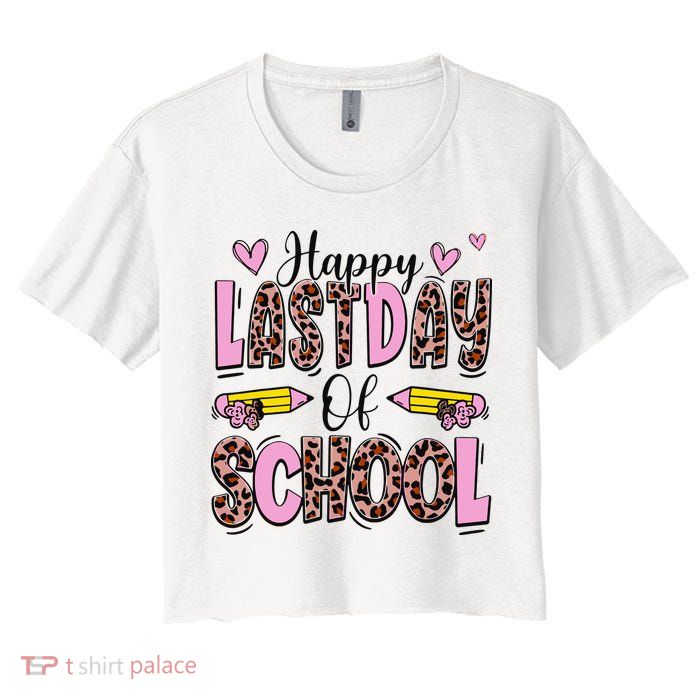 Hello Summer Happy Last Day Of School Leopard Crop Top