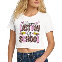 Hello Summer Happy Last Day Of School Leopard Crop Top