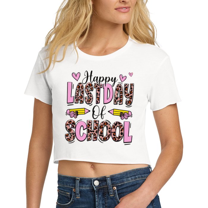 Hello Summer Happy Last Day Of School Leopard Crop Top