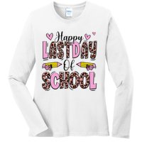 Hello Summer Happy Last Day Of School Leopard Ladies Long Sleeve Shirt