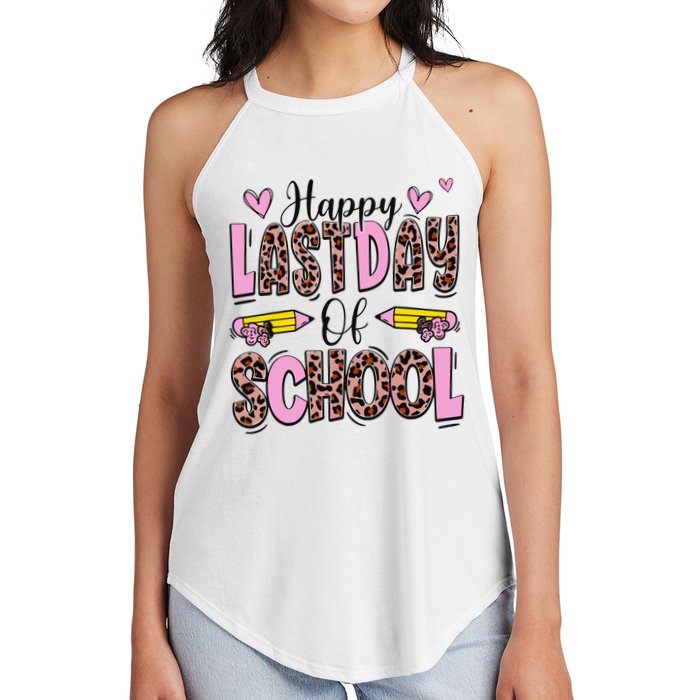Hello Summer Happy Last Day Of School Leopard Women's Perfect Tri Rocker Tank